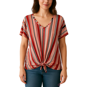 Daytrip Striped V-Neck Top Large Woman’s Shirt Buckle